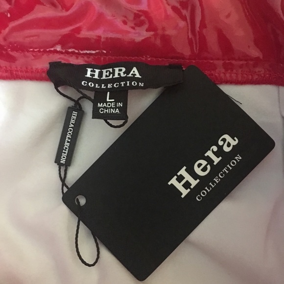 ❤️ HP! ❤️ Red Latex Mini Skirt  NWT - Picture 3 of 4